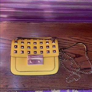 Yellow Michael Kors Purse Crossbody w/ Gold Chain